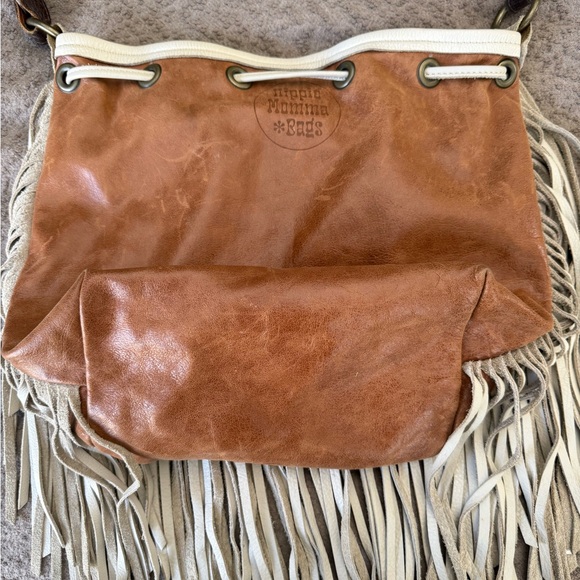 Boho Chic Fringed Leather and Suede Hobo Bag - Picture 5 of 6